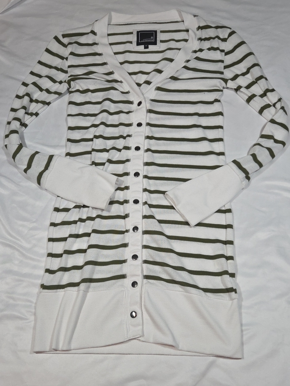 Lily And Lottie Green And White Striped Long Sleeve Shirt Size Medium